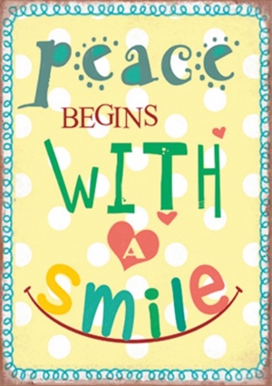 Magnet 5x7cm Peace Begins With A Smile - Se flere Magneter og Spejle